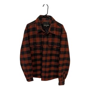 Jachs Men's Plaid Wool Shirt Jacket - Black and Orange